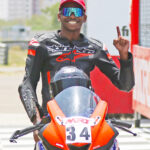 Tirupathi's Kedarnadh, winner of the Stock 165cc (Novice) race (June 8)