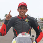 Bengaluru's Savion Sabu, winner of the Pro-Stock 165-200cc race (Aug 02)