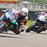 Sarthak Chavan (No.75), winner of the Pro-Stock 301-400cc Open race (Aug 02)