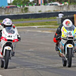 Savion Sabu (No.6) finishes ahead of Soorya PM to win the Pro-Stock 165-200cc race (Aug 02)