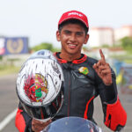 Bengaluru's Savion Sabu, winner of the Pro-Stock 200cc Open race (Sept 7)
