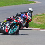 Jagathishree Kumaresan (3) holding off Ann Jennifer (24) on way to winning the Girls (Stock 165cc) race (Sept 6)