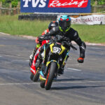 Mohamed Mikhail (7) celebrating his hard-fought win in the Stock 301-400cc (Novice) race (Sept 6)