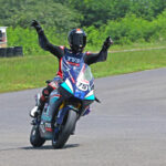 Sarthak Chavan celebrating his win in the Pro-Stock 301-400cc Open race (Sept 7)