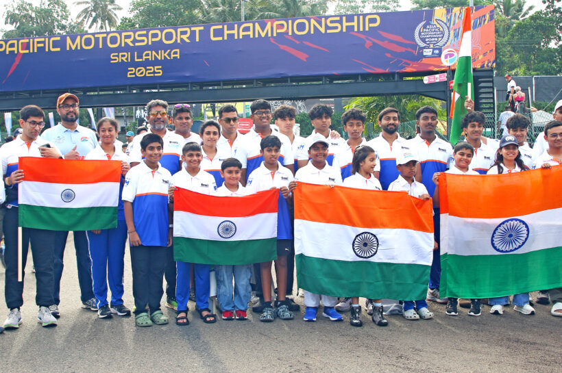 The Indian contingent at the opening ceremony of the FIA Asia-Pacific Motorsport Championship 2025 (Sept 27)