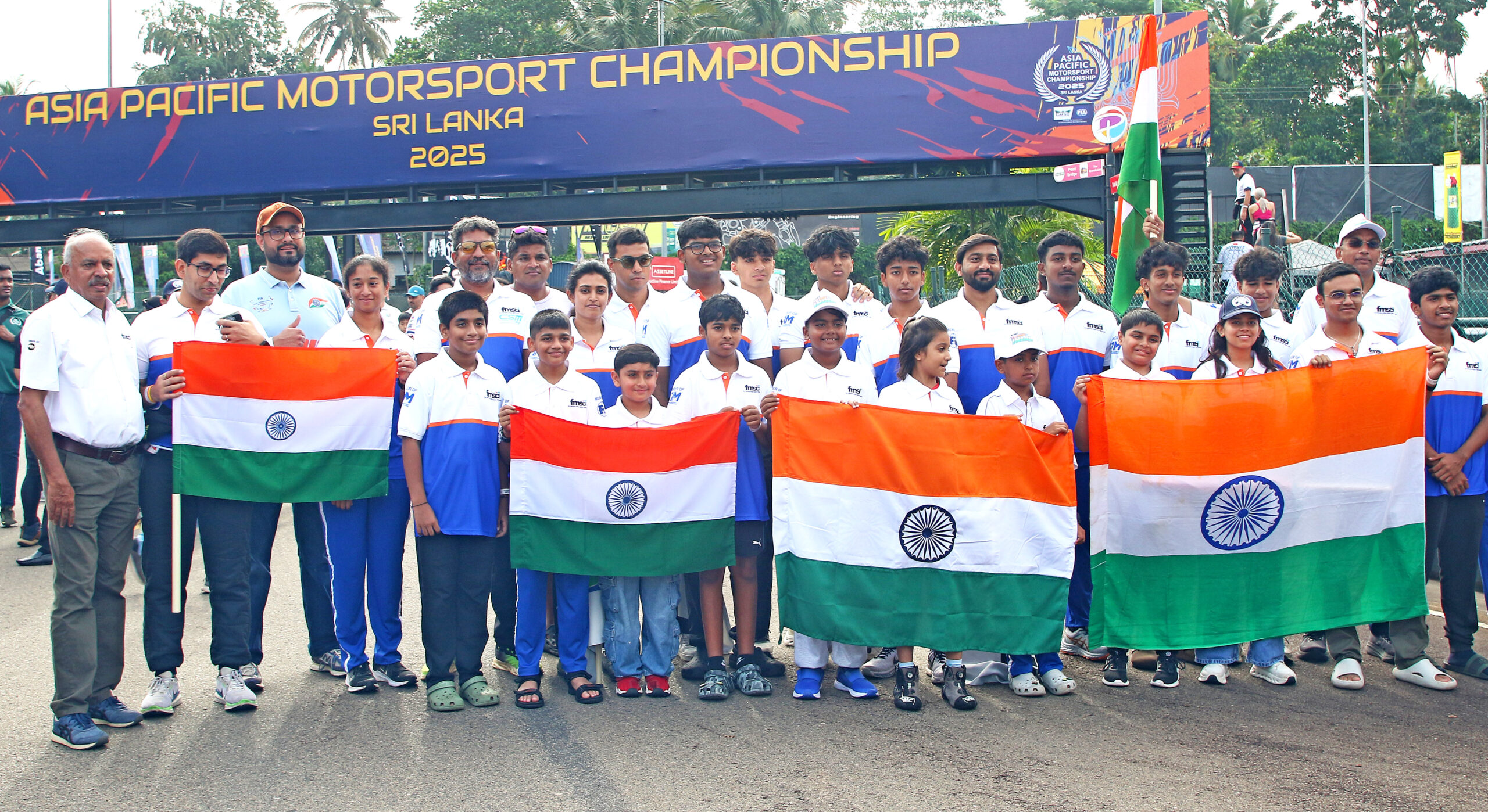 The Indian contingent at the opening ceremony of the FIA Asia-Pacific Motorsport Championship 2025 (Sept 27)