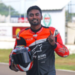 Bengaluru's Jagadeesh Nagaraj who secured his maiden pole position in the Stock 301-400cc (Novice) category (Oct 3)