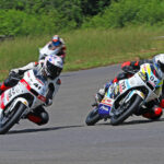Soorya PM (41), the eventual winner, battling with Savion Sabu (6) in the Pro-Stock 200cc Open category race (Oct 5)