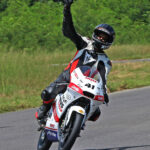 Soorya PM celebrating his win in the Pro-Stock 200cc Open race (Oct 5)