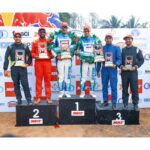 The top three Robust Rally Overall winners on podium in Ammathi on Sunday (1)