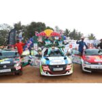The top three overall winners with cars Robusta Rally at Ammathi on 16nov2025