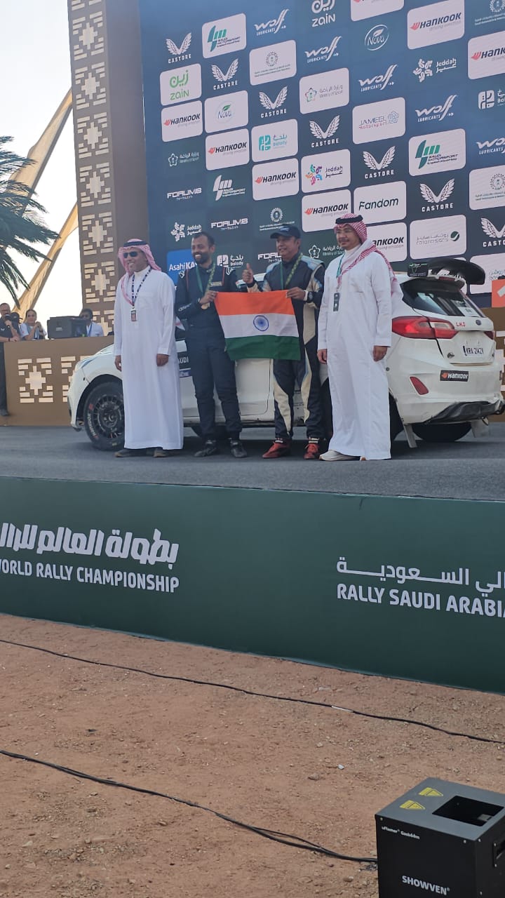 Naveen Puligilla & Musa Sherif finish 2nd in WRC3 in Saudi Arabia