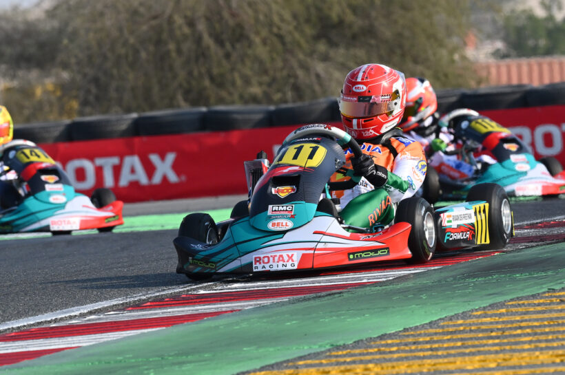 Rivaan Dev Preetham in action in the Rotax Max Challenge Grand Finals 2025 in Bahrain.