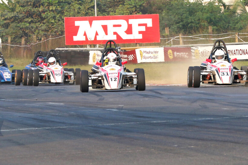 Joel Joseph (31) and Vinith Kumar (12) who are locked in a battle for title in the Formula LGB 1300 category (file photo)