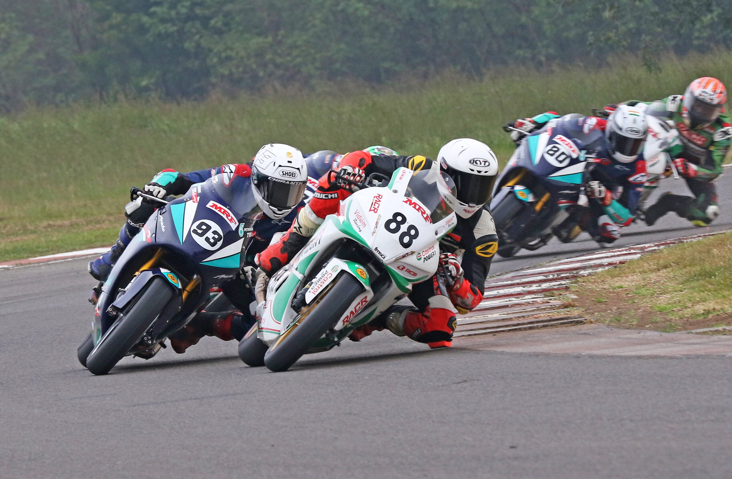 Rahil Pillarisetty (88) leading the pack en route to a double in the Pro-Stock 301-400cc Open category (Jan 11)