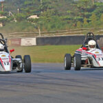 Vinith Kumar (left) winning the Formula LGB 1300 race from Joel Joseph (right) (Jan 04)