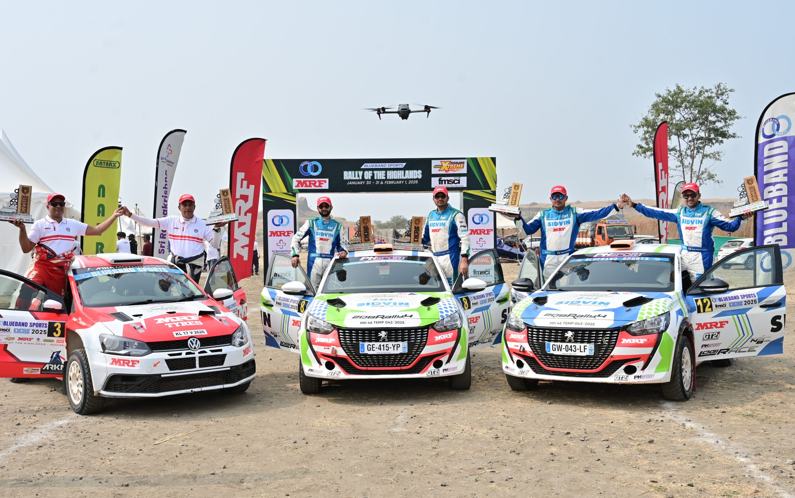 Top three winners of Rally of Highlands, Indore 1feb2026