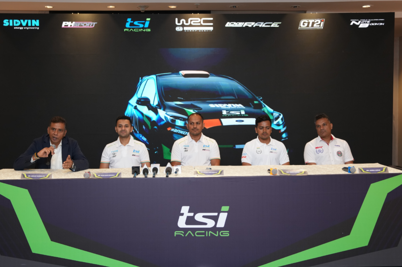 From Right to Left Dean Mascarenhas-Driver WRC Debut, Mohan Nagarajan- Chairman, Sidvin Energy, Gagan Karumbaiah-Co-Driver WRC Debut, Fabid Ahmer, Driver, TSI Racing and Karna Kadur- 3X INRC Overall C