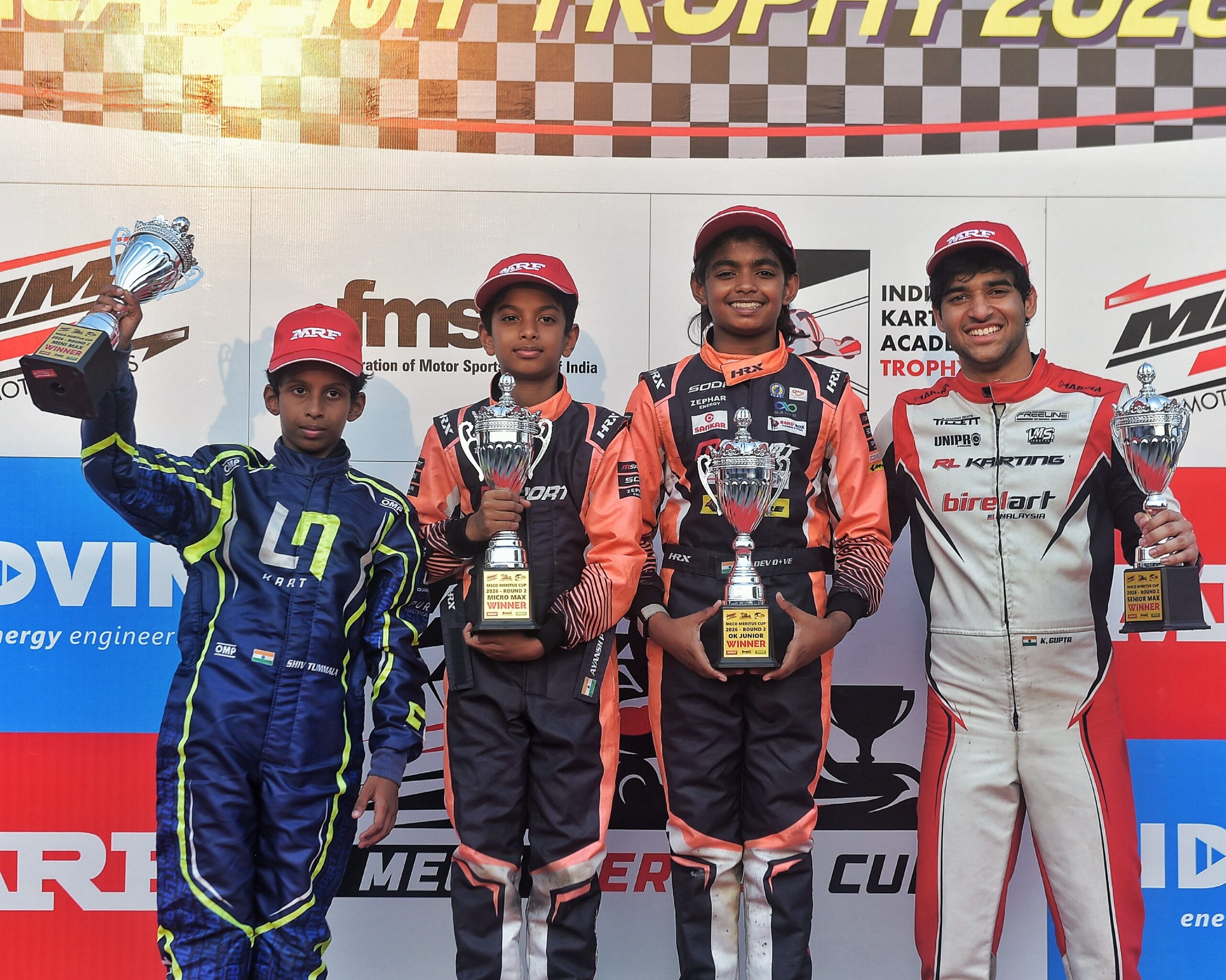 The top four after Round-2 (left to right) - Shiv Tummala, Ayansh Patil, Rivaan Dev Preetham and Krish Gupta.
