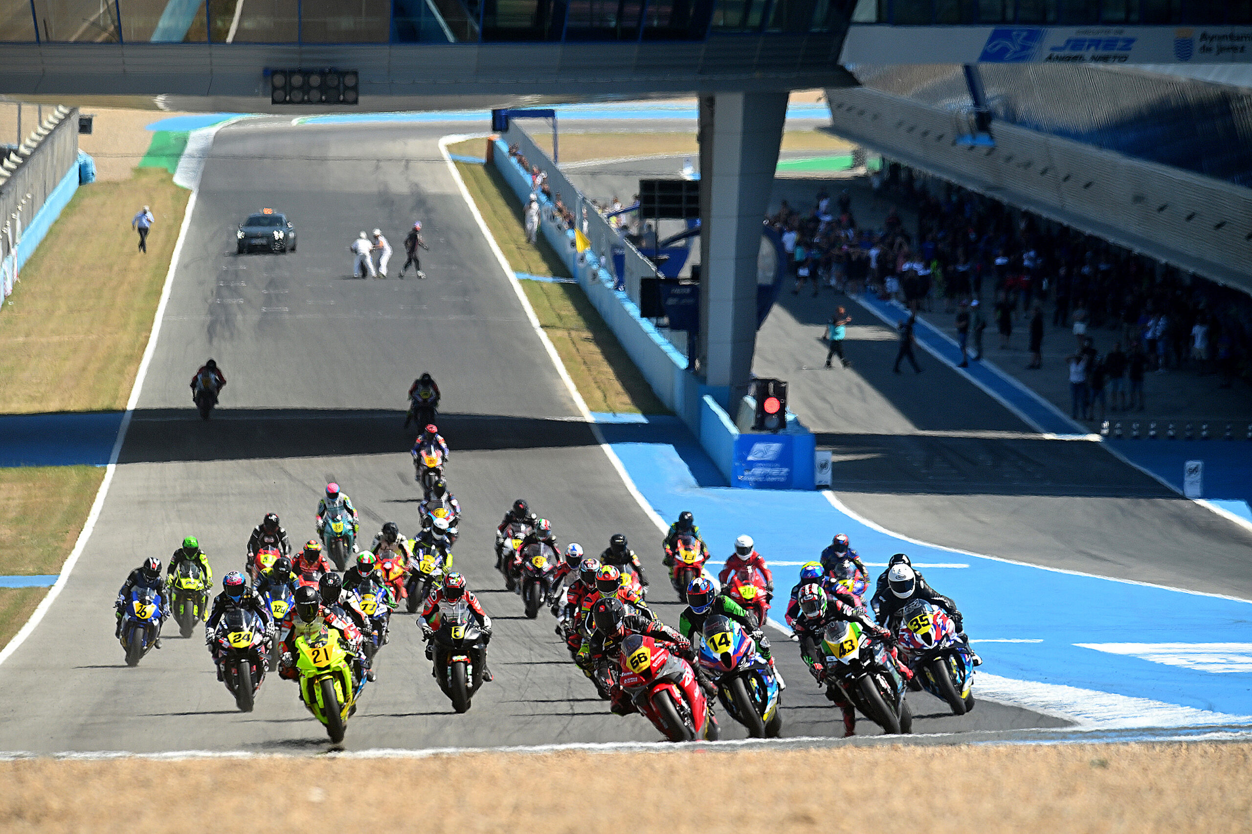 Action at Round 1 of the Copa de España de Velocidad, a Spanish event for superbikes.
